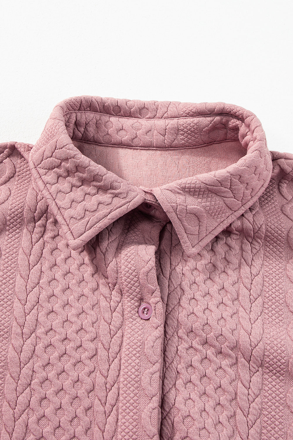 Sepia Rose Cable Texture Puff Sleeve Loose Shacket🌸