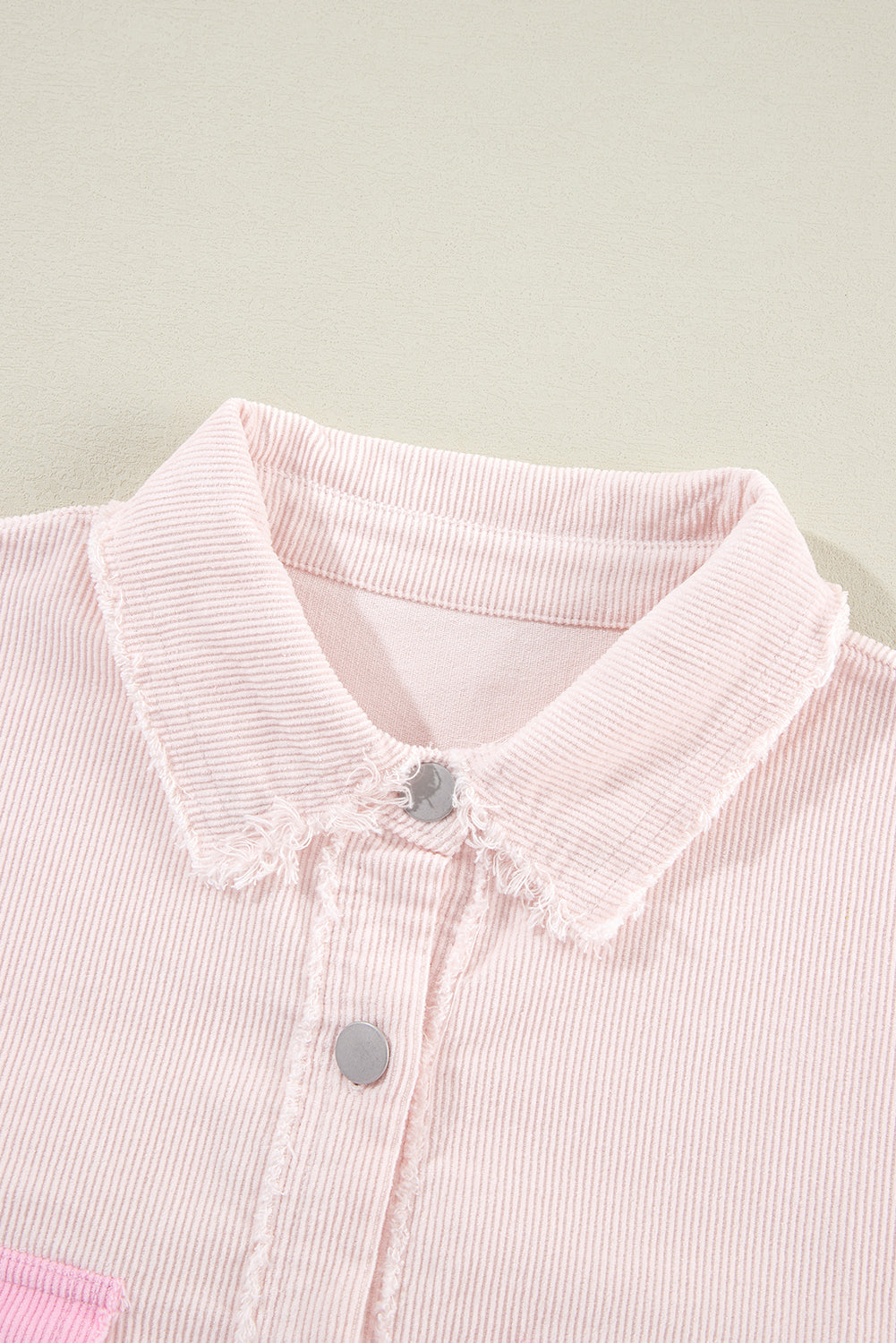 Delicacy Corduroy Two Tone Contrast Exposed Seam Shacket🌸