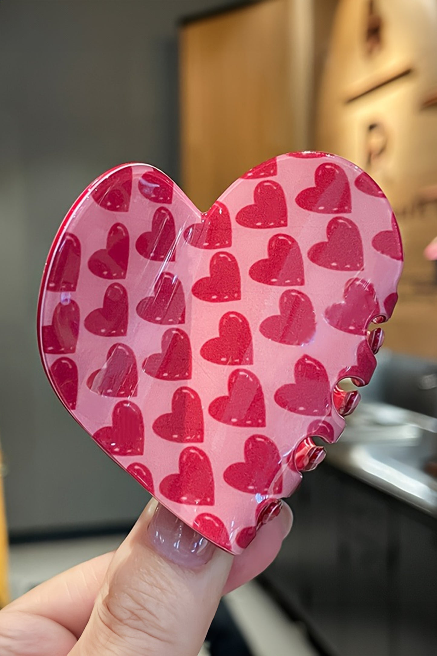 Rose Red Sweet Valentines Heart Shape PVC Hair Claw Clip♥️