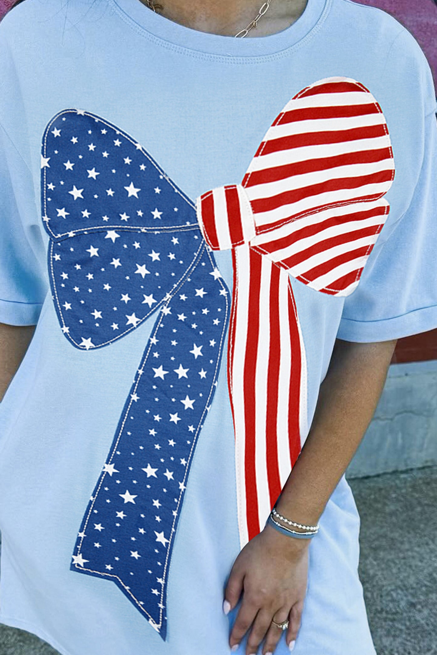Beau Blue All American Cutie Bow Shirt Dress