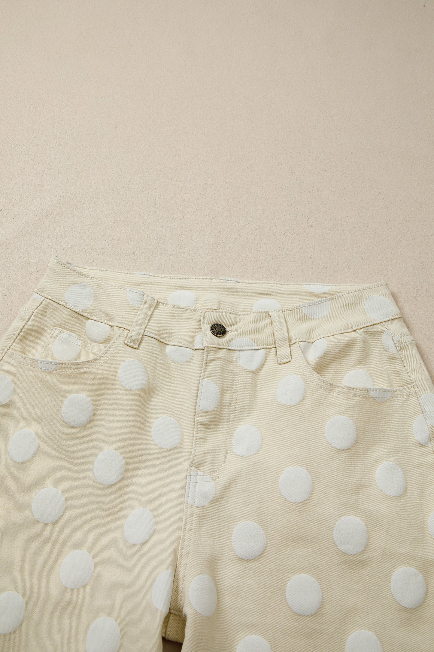 Sky Blue Polka Dot Print Raw Hem Shift Jeans