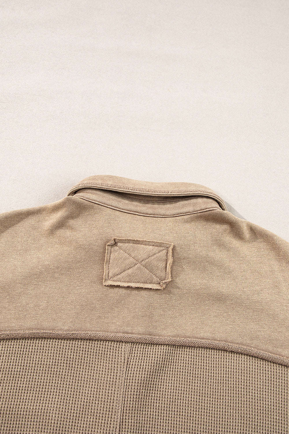 Goat Mineral Wash Textured Patchwork Loose Fit Shacket🤍