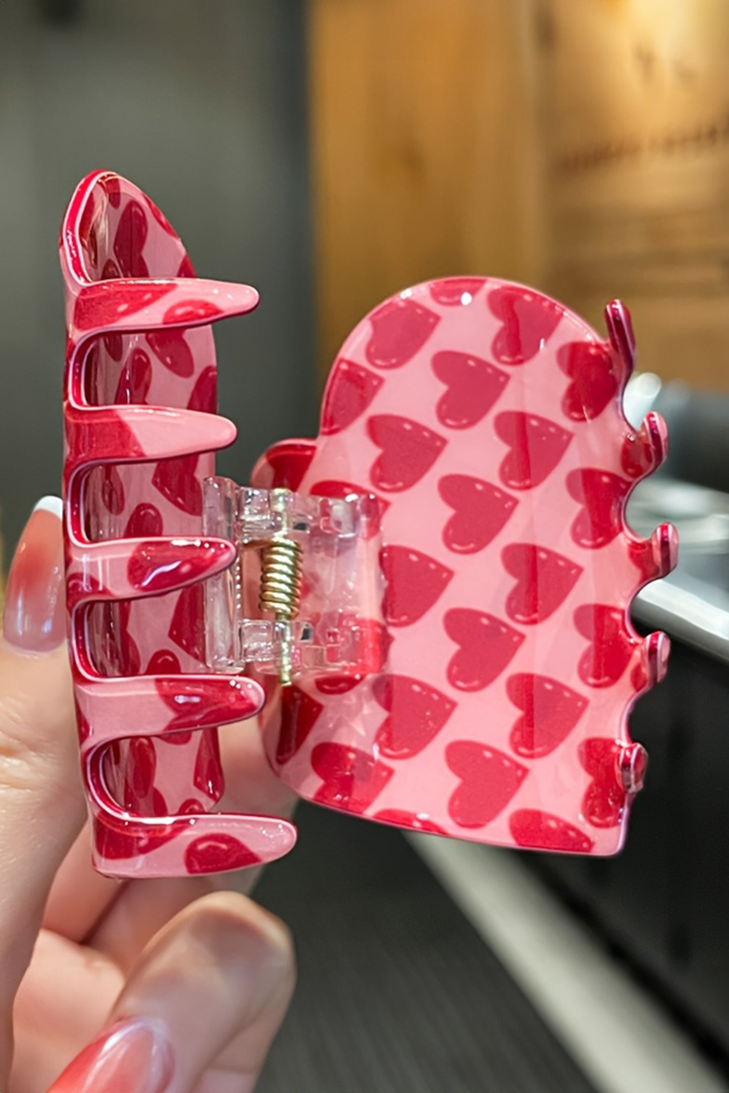 Rose Red Sweet Valentines Heart Shape PVC Hair Claw Clip♥️