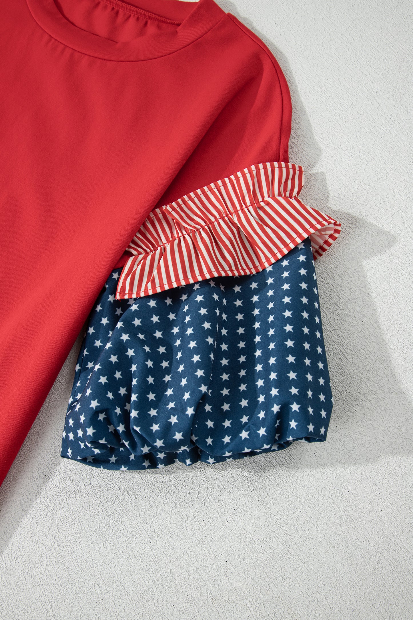 Beau Blue Stars Stripes Short Puff Sleeve Top🇺🇸