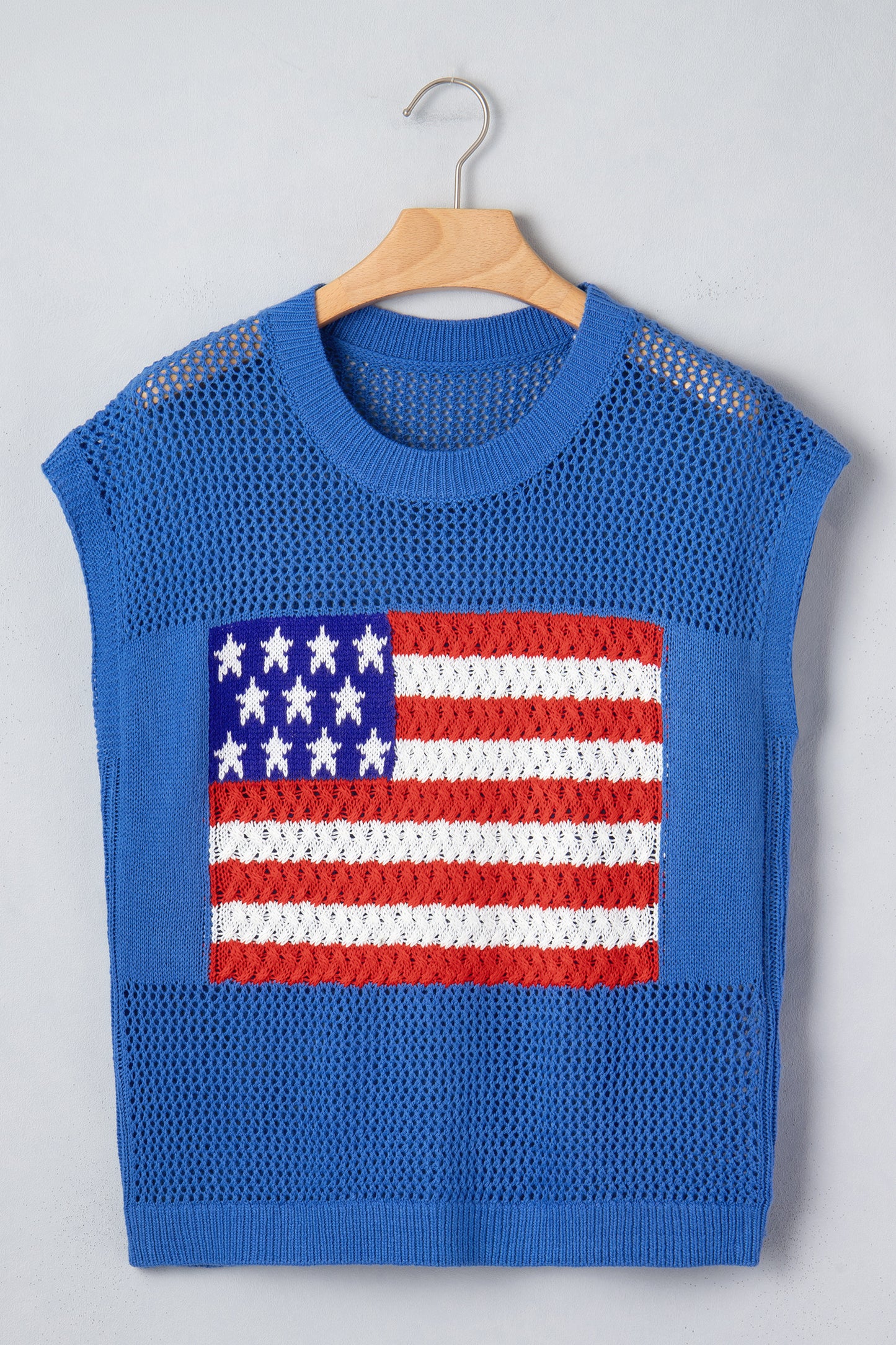 Fiery Red Flag Graphic Short Sleeve Sweater Top🇺🇸🎆